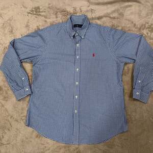 Ralph Lauren Shirt Mens  Blue Gingham Check Button Down Pony SIZE LARGE
